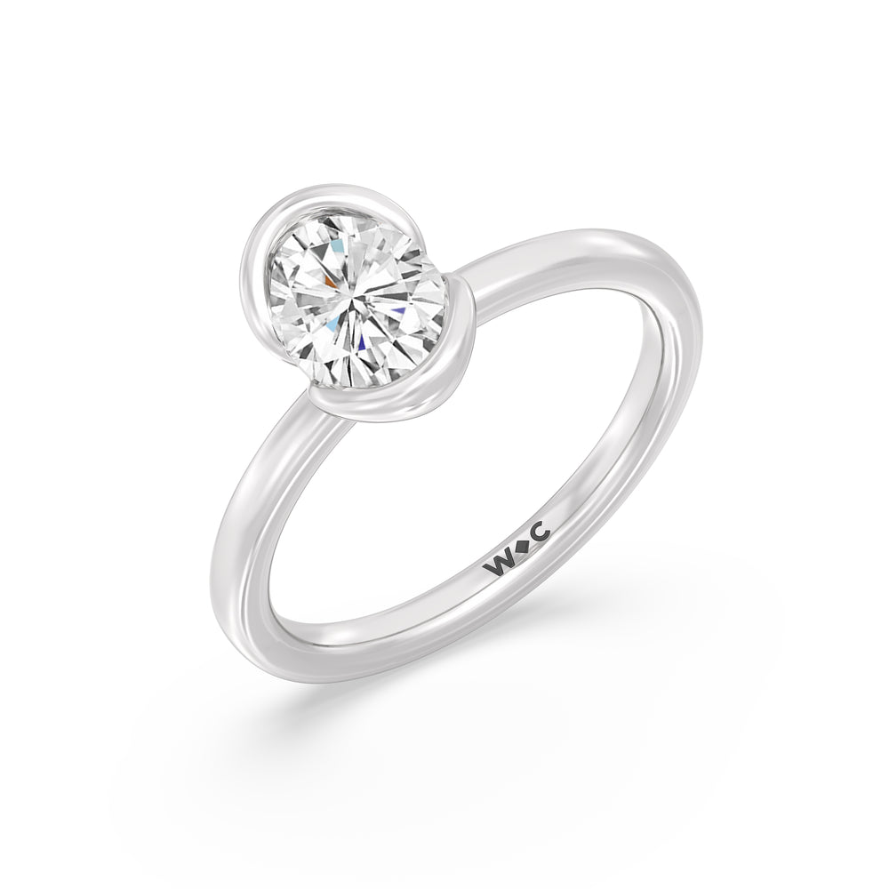 The Iris Engagement Ring with Oval Cut Diamond in 14KT Platinum view 3
