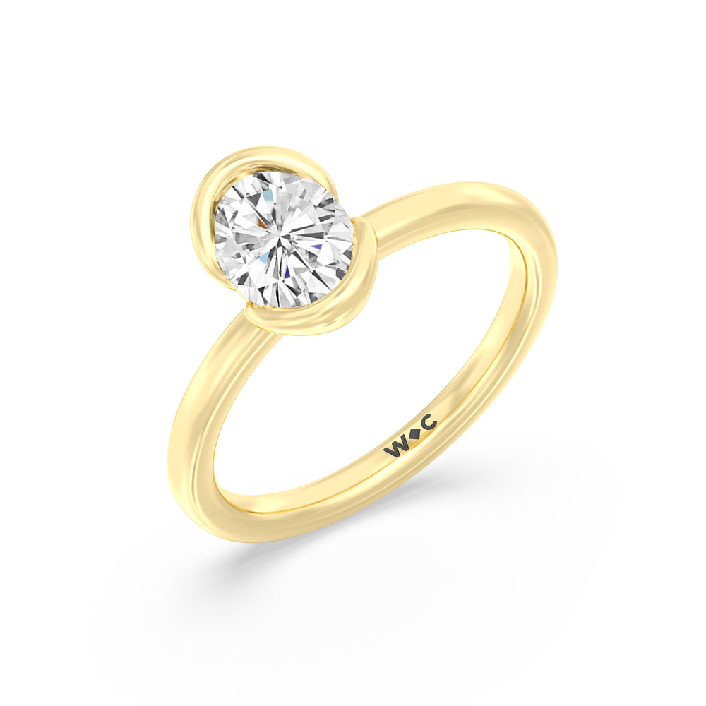 The Iris Engagement Ring with Oval Cut Diamond in 14KT Yellow Gold view 3
