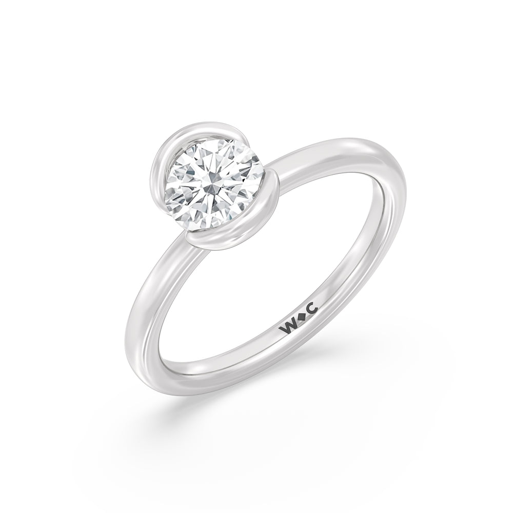 The Iris Engagement Ring with Round Cut Diamond in 14KT Platinum view 3
