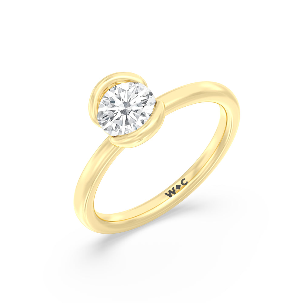 The Iris Engagement Ring with Round Cut Diamond in 14KT Yellow Gold view 3

