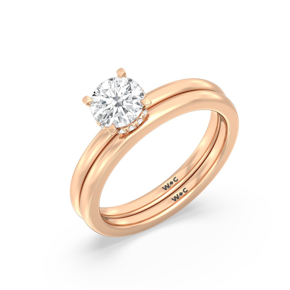 The Emily Wedding Band with 18KT Rose Gold Cut Diamond in 14KT Rose Gold view 4
