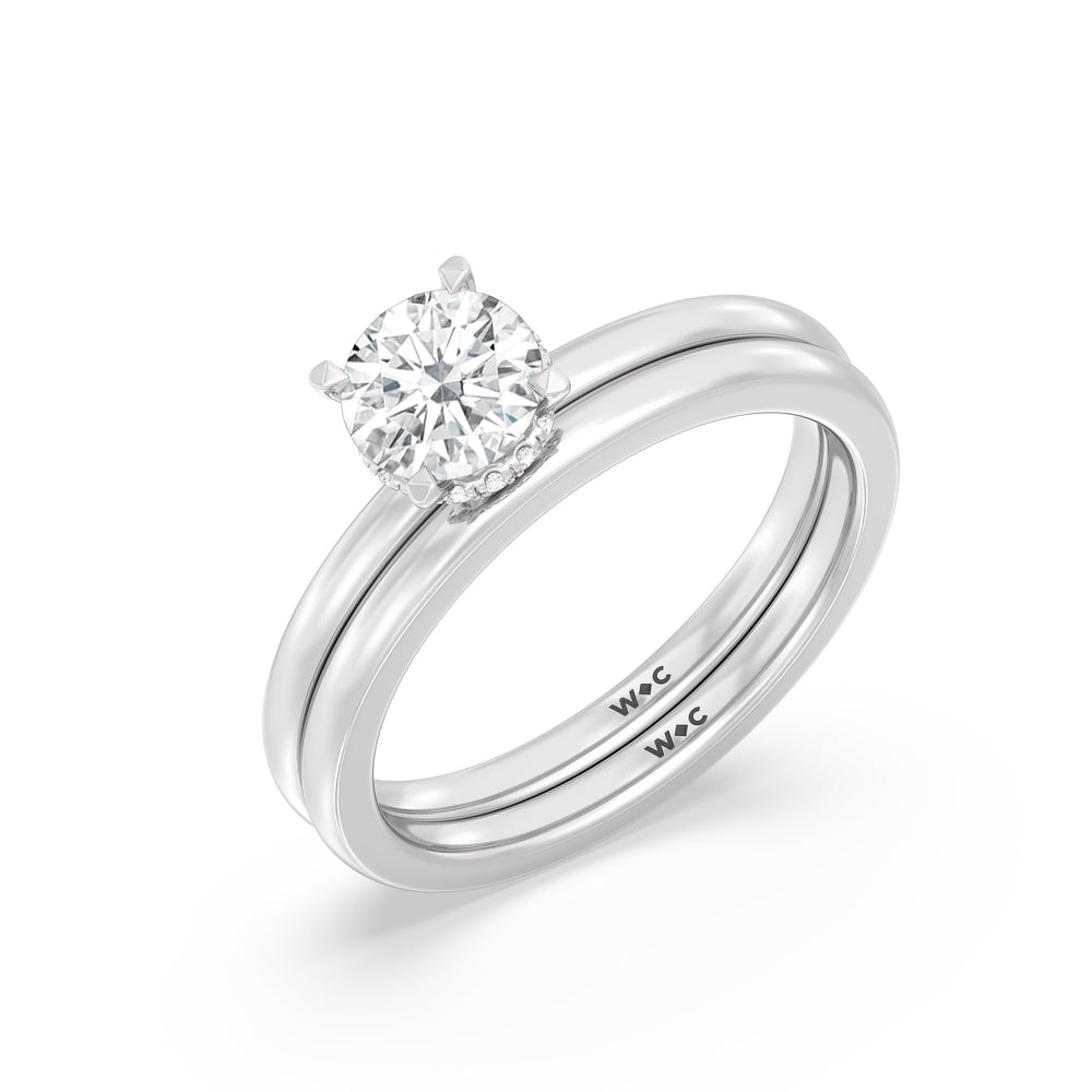 The Emily Wedding Band with Platinum Cut Diamond in 14KT Platinum view 4
