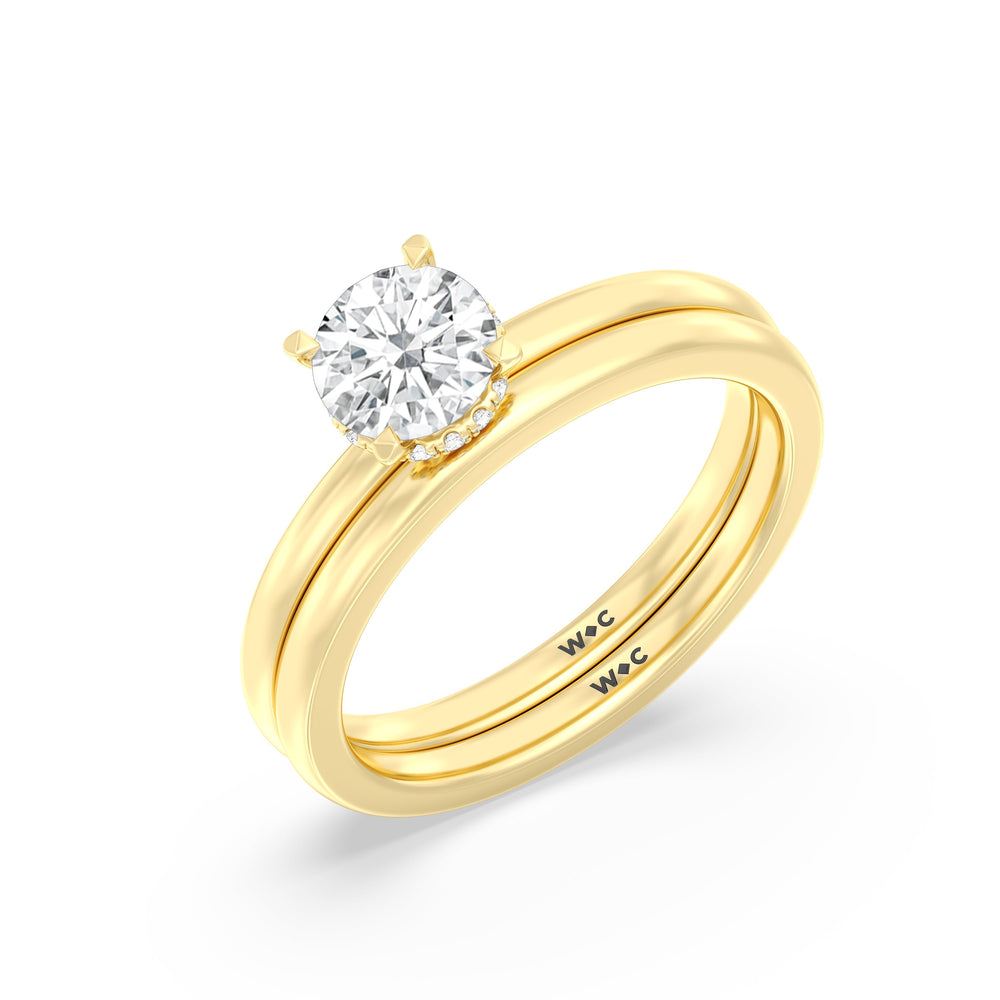 The Emily Wedding Band with 18KT Yellow Gold Cut Diamond in 14KT Yellow Gold view 4
