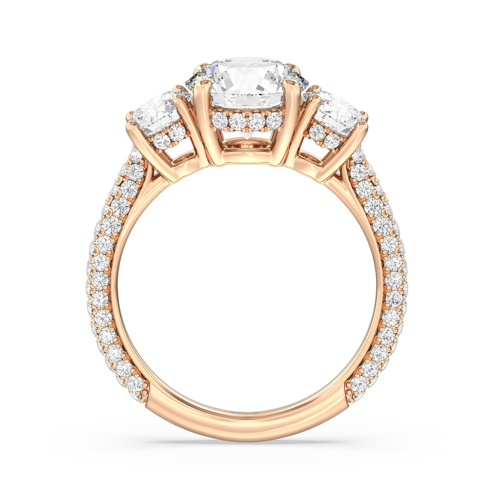 The Windsor Round Three Stone Ring with Round Cut Diamond in 14KT Rose Gold view 5
