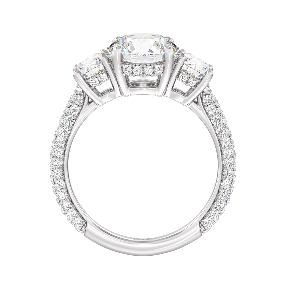 The Windsor Round Three Stone Ring with Round Cut Diamond in 14KT Platinum view 5
