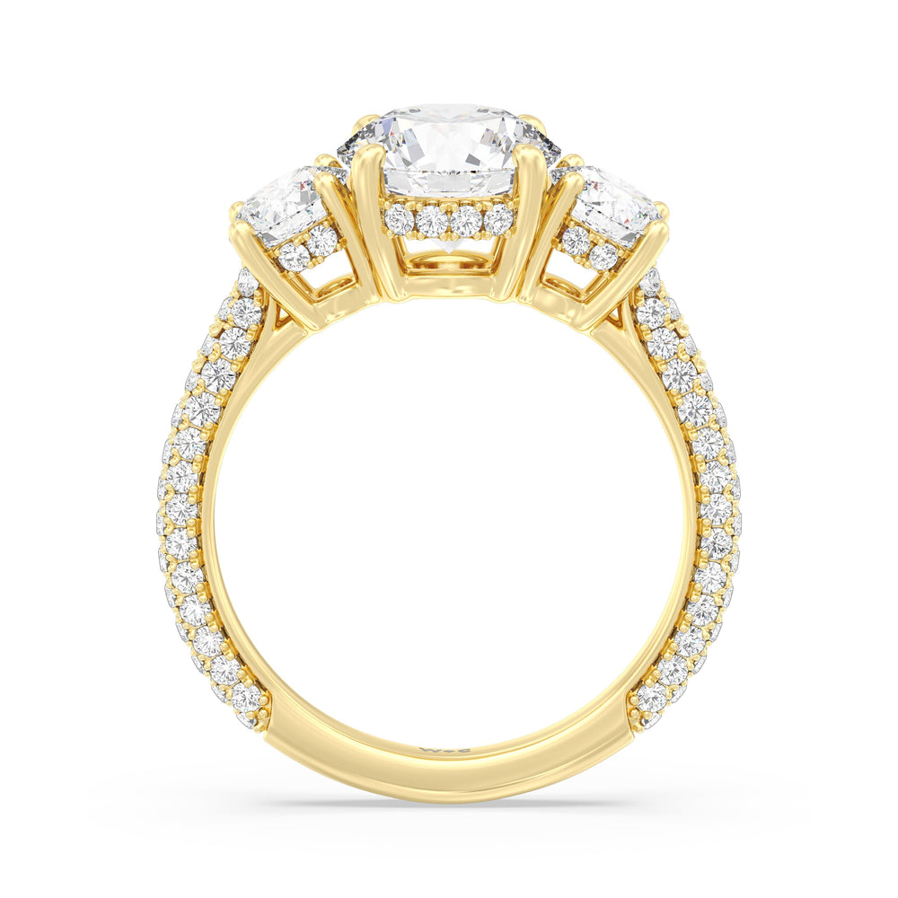 The Windsor Round Three Stone Ring with Round Cut Diamond in 14KT Yellow Gold view 5
