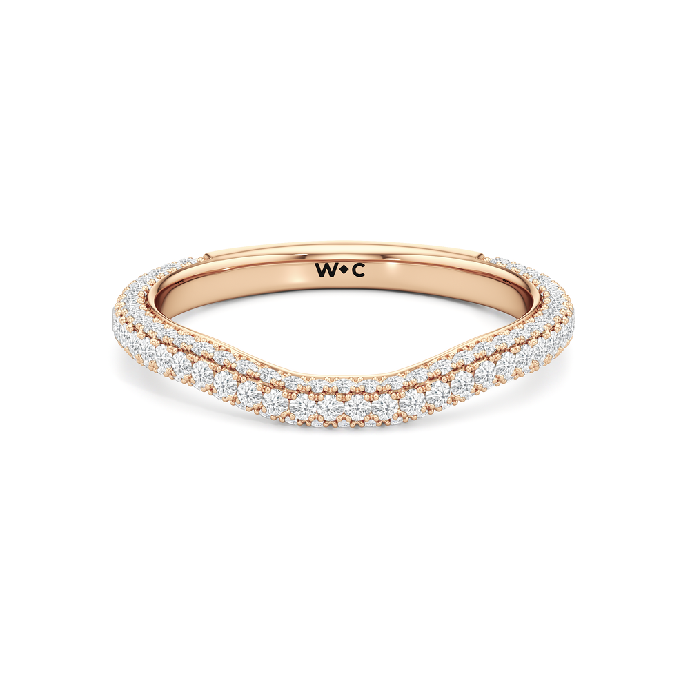 The Windsor Round Three Stone Diamond Wedding Band with 18KT Rose Gold Cut Diamond in 14KT Rose Gold view 1
