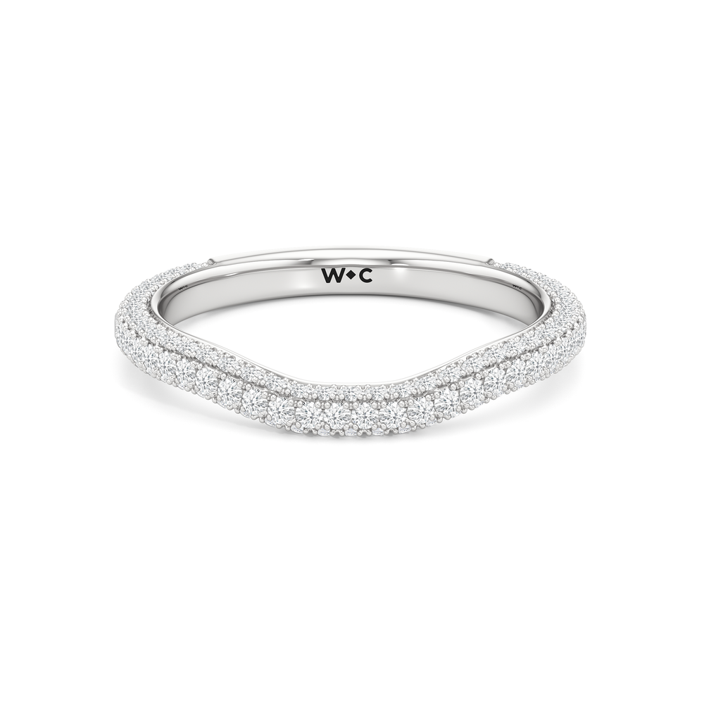 The Windsor Round Three Stone Diamond Wedding Band with Platinum Cut Diamond in 14KT Platinum view 1
