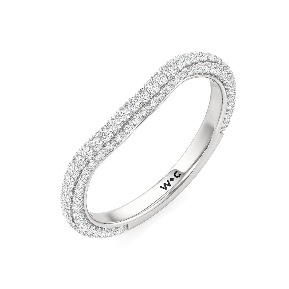 The Windsor Round Three Stone Diamond Wedding Band with Platinum Cut Diamond in 14KT Platinum view 6
