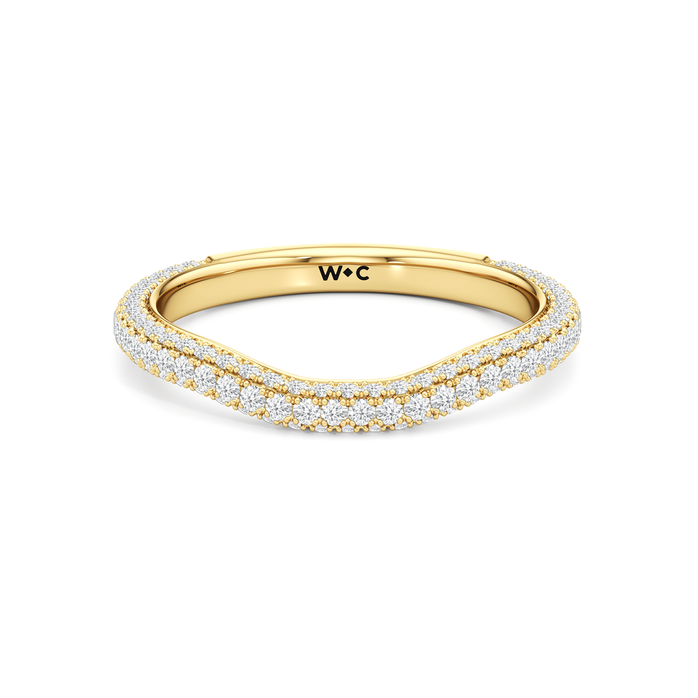 The Windsor Round Three Stone Diamond Wedding Band with 18KT Yellow Gold Cut Diamond in 14KT Yellow Gold view 1
