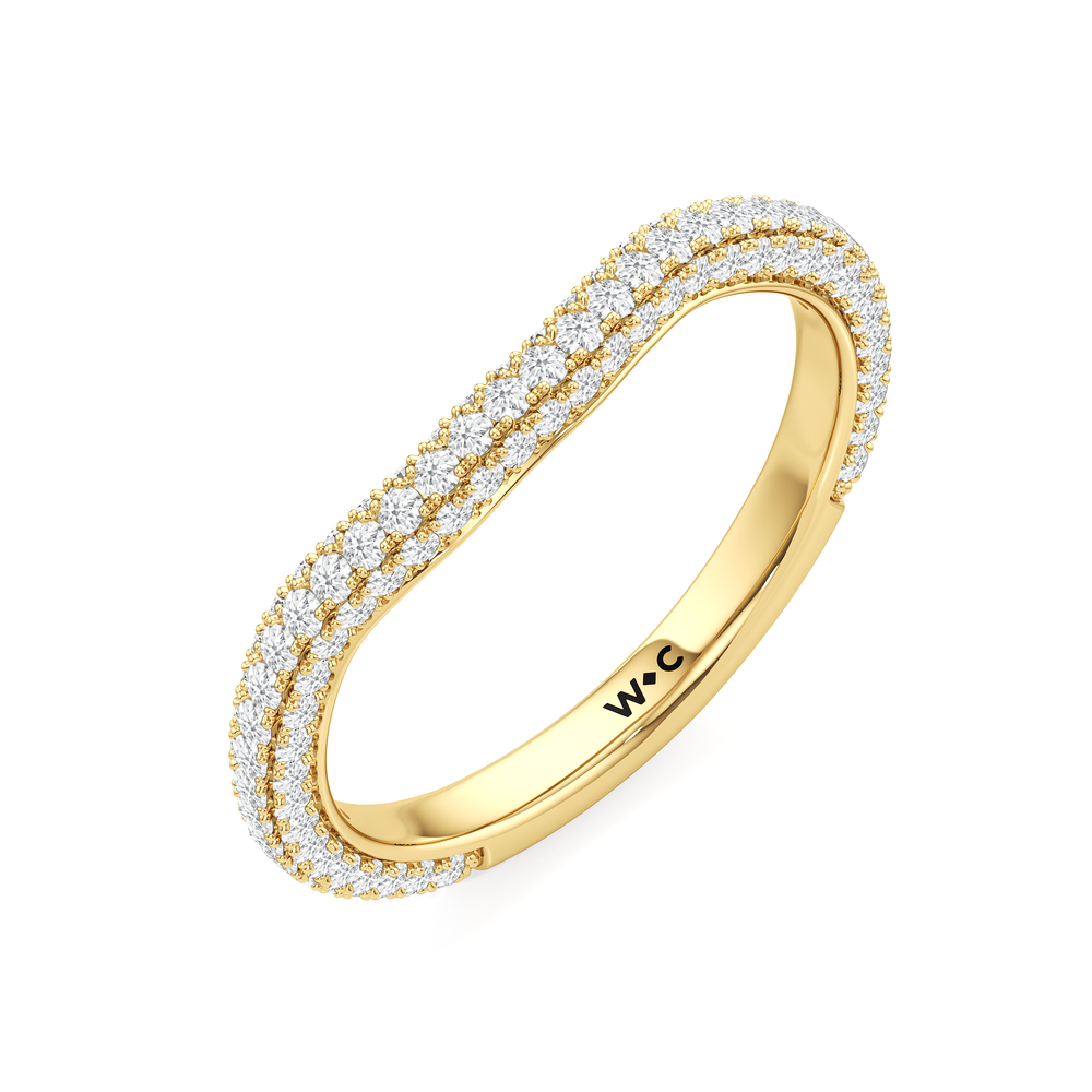 The Windsor Round Three Stone Diamond Wedding Band with 18KT Yellow Gold Cut Diamond in 14KT Yellow Gold view 6
