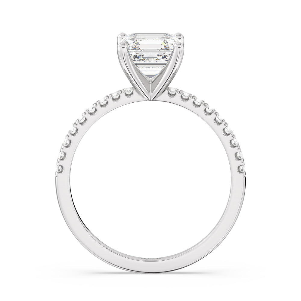 Fine Vela Classic Pave Diamond Engagement Ring with Asscher Cut Diamond in 14KT Platinum view 5
