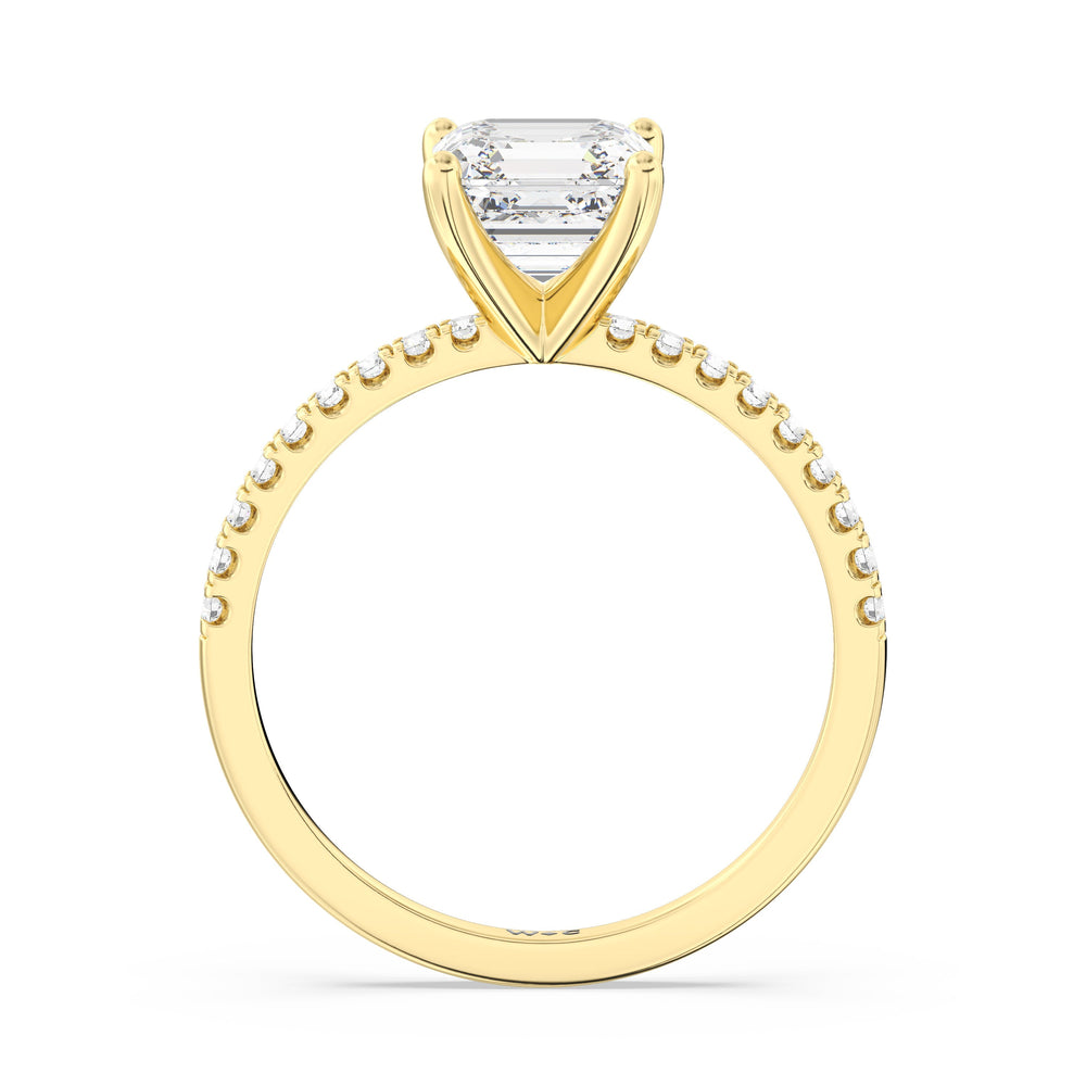 Fine Vela Classic Pave Diamond Engagement Ring with Asscher Cut Diamond in 14KT Yellow Gold view 5
