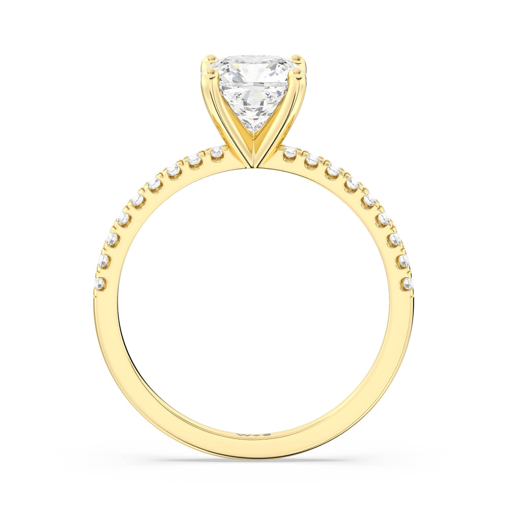 Fine Vela Classic Pave Diamond Engagement Ring with Cushion Cut Diamond in 14KT Yellow Gold view 5
