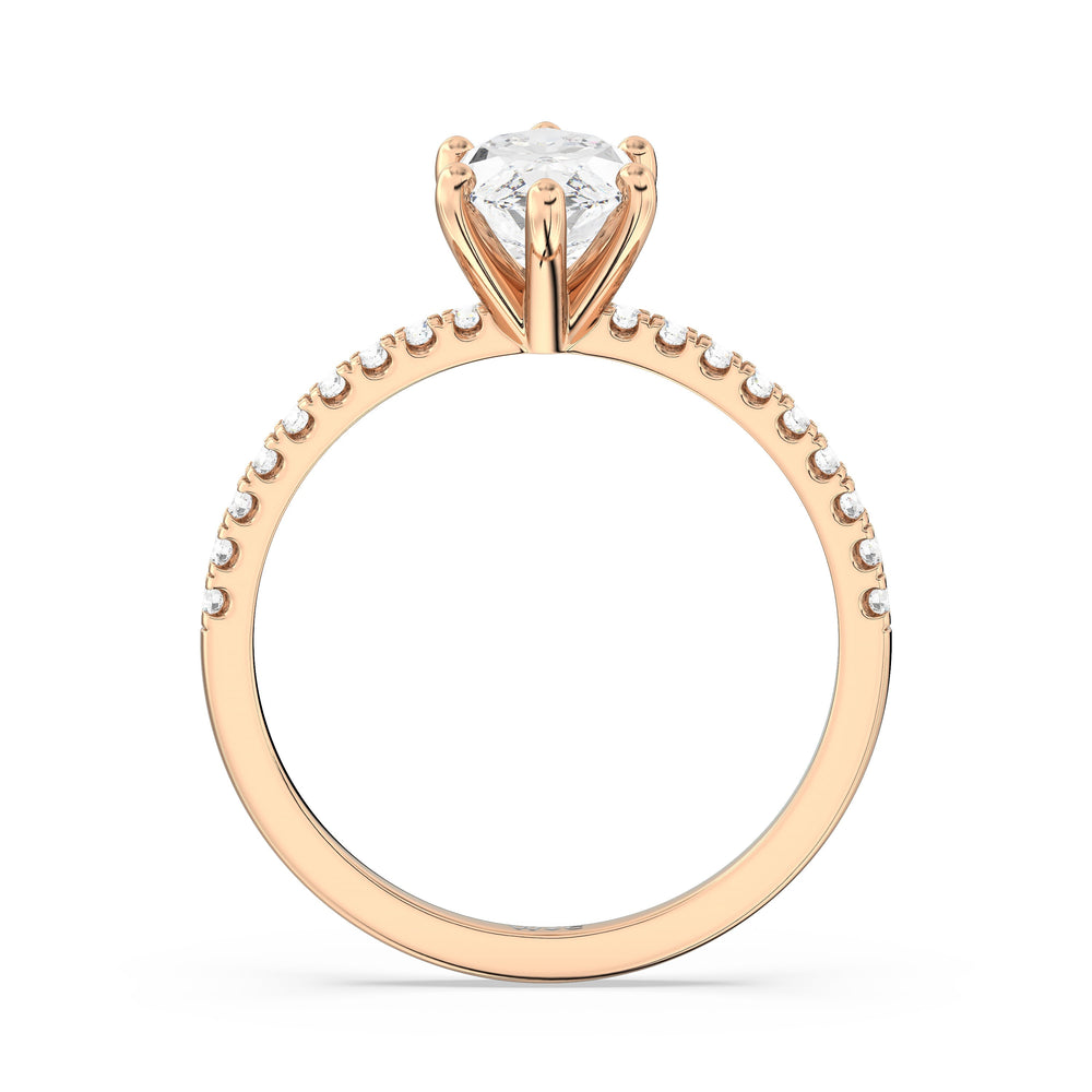 Fine Vela Classic Pave Diamond Engagement Ring with Marquise Cut Diamond in 14KT Rose Gold view 5
