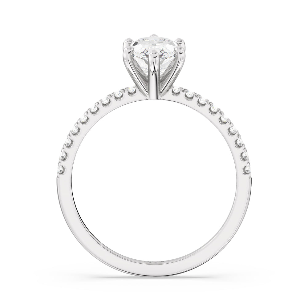 Fine Vela Classic Pave Diamond Engagement Ring with Marquise Cut Diamond in 14KT Platinum view 5

