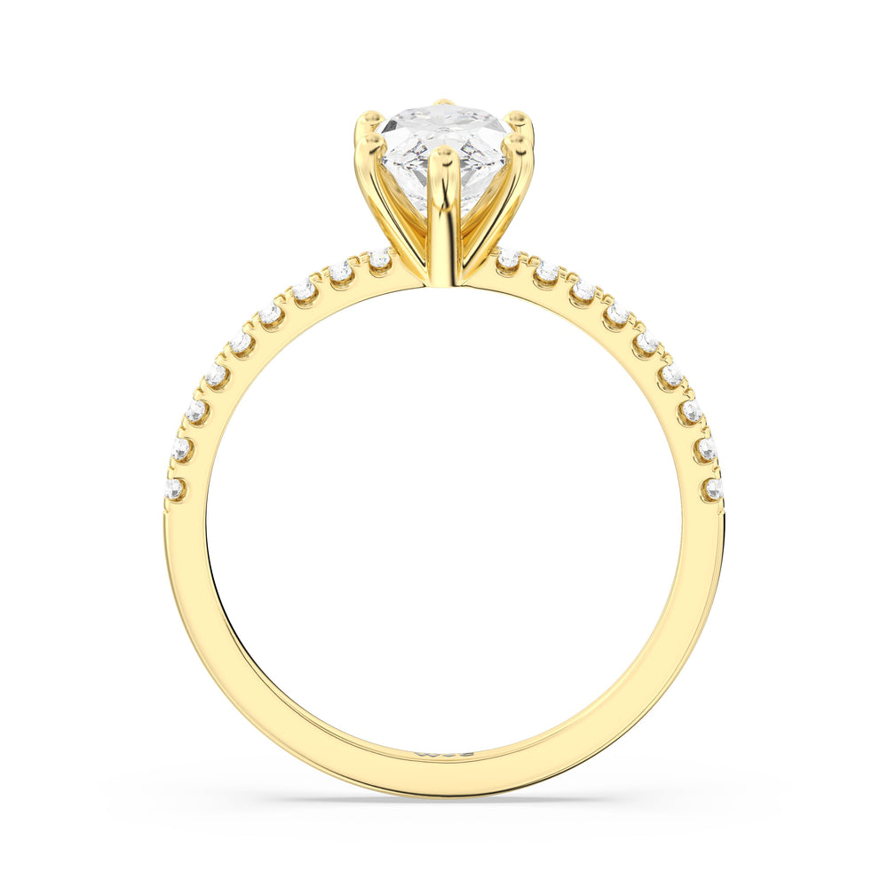 Fine Vela Classic Pave Diamond Engagement Ring with Marquise Cut Diamond in 14KT Yellow Gold view 5
