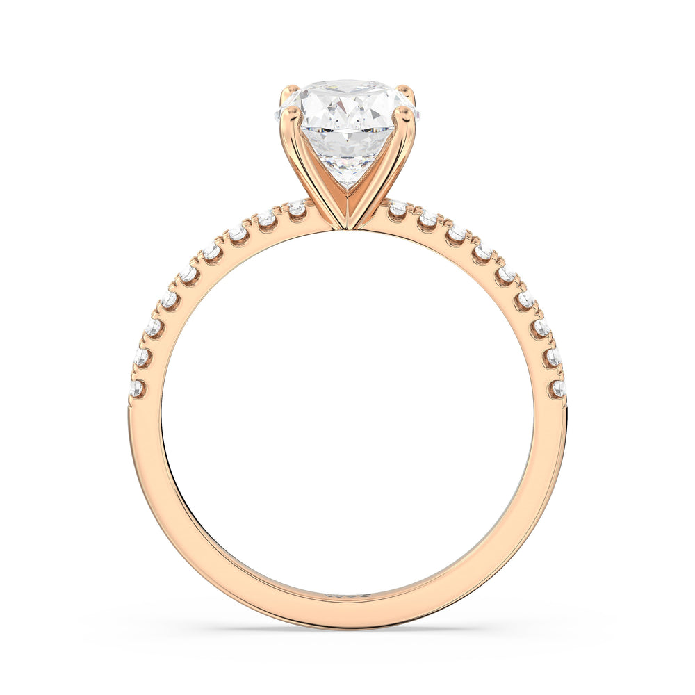 Fine Vela Classic Pave Diamond Engagement Ring with Oval Cut Diamond in 14KT Rose Gold view 5
