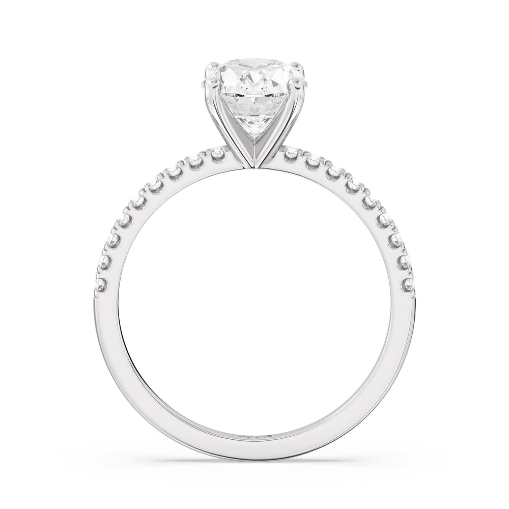 Fine Vela Classic Pave Diamond Engagement Ring with Oval Cut Diamond in 14KT Platinum view 5

