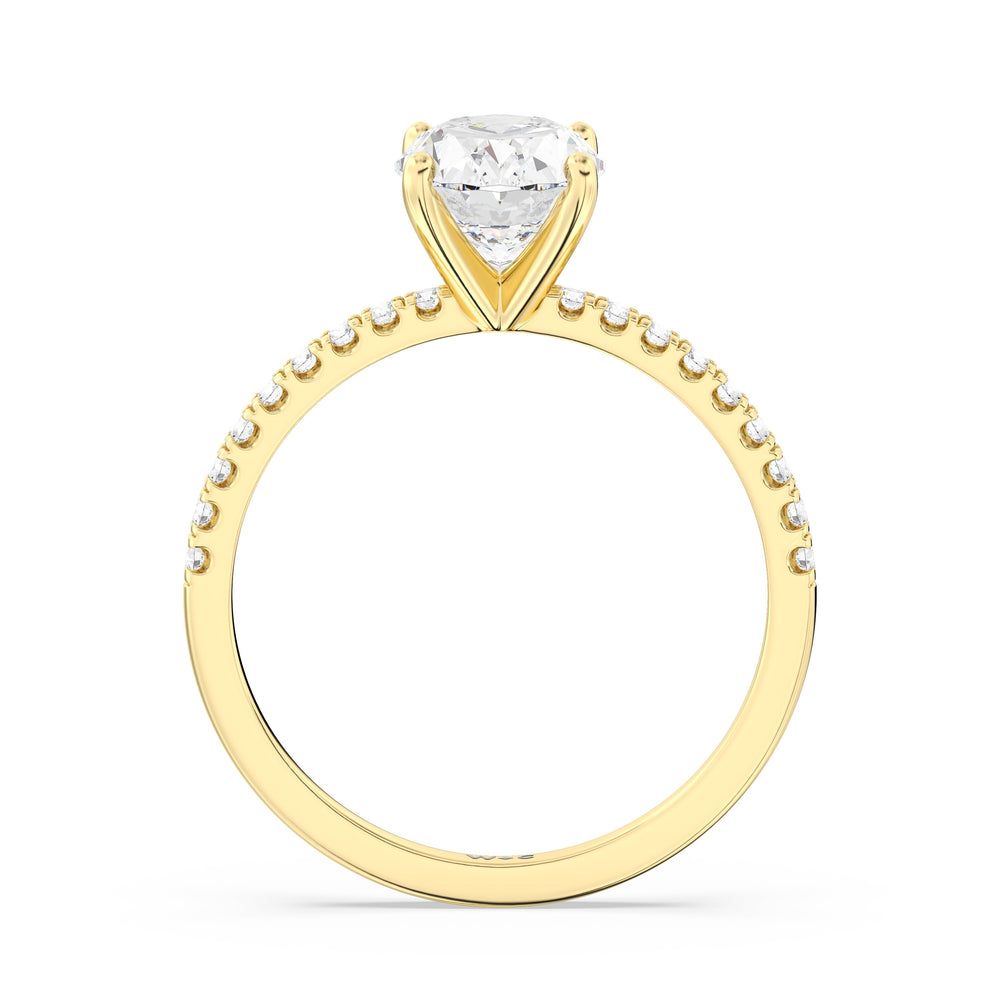 Fine Vela Classic Pave Diamond Engagement Ring with Oval Cut Diamond in 14KT Yellow Gold view 5
