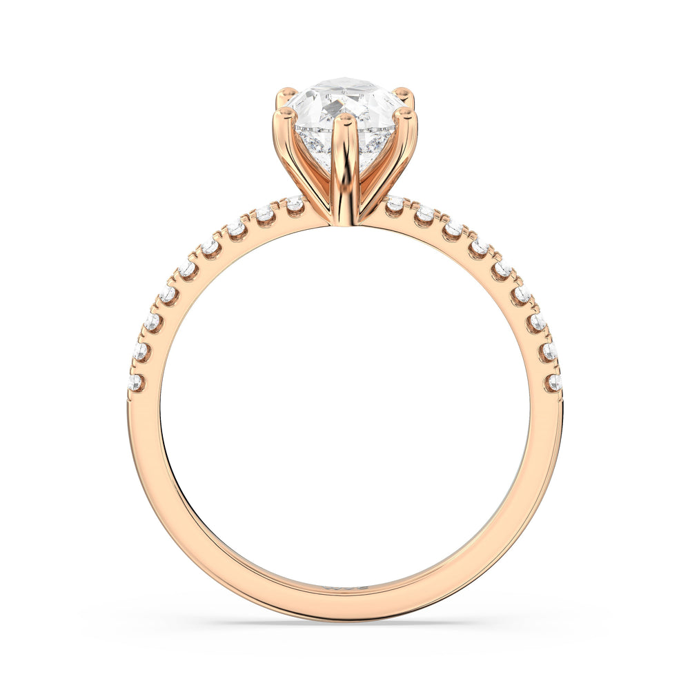 Fine Vela Classic Pave Diamond Engagement Ring with Pear Cut Diamond in 14KT Rose Gold view 5
