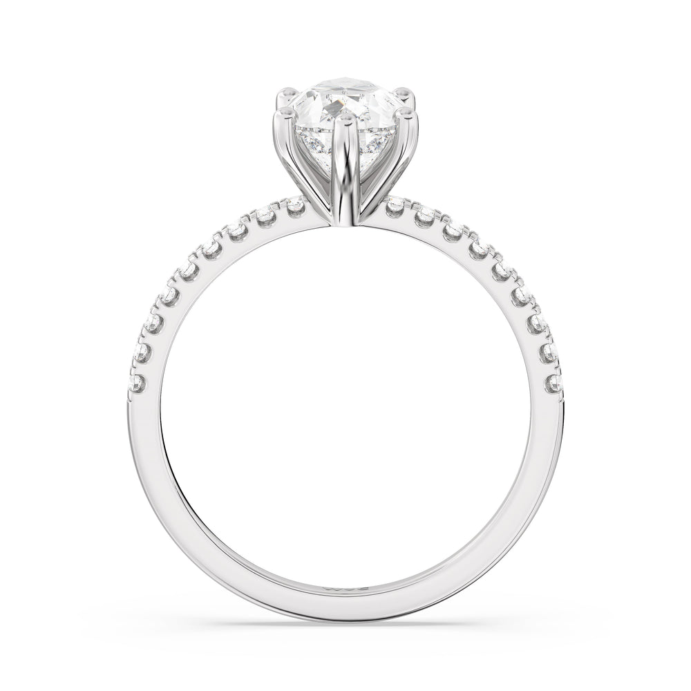 Fine Vela Classic Pave Diamond Engagement Ring with Pear Cut Diamond in 14KT Platinum view 5

