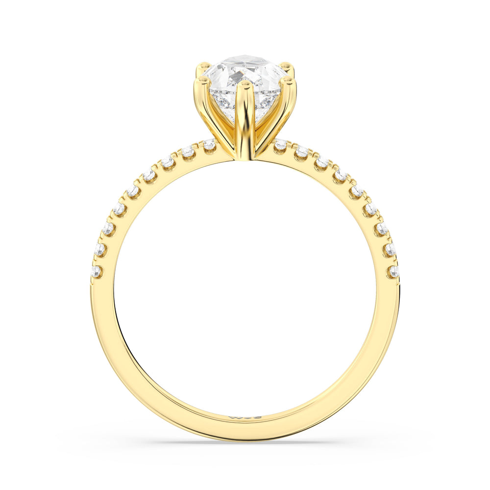 Fine Vela Classic Pave Diamond Engagement Ring with Pear Cut Diamond in 14KT Yellow Gold view 5
