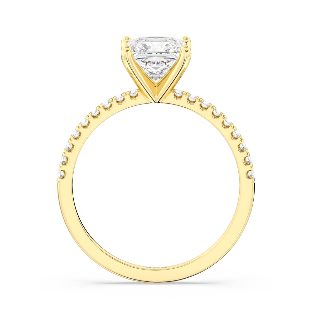Fine Vela Classic Pave Diamond Engagement Ring with Princess Cut Diamond in 14KT Yellow Gold view 5
