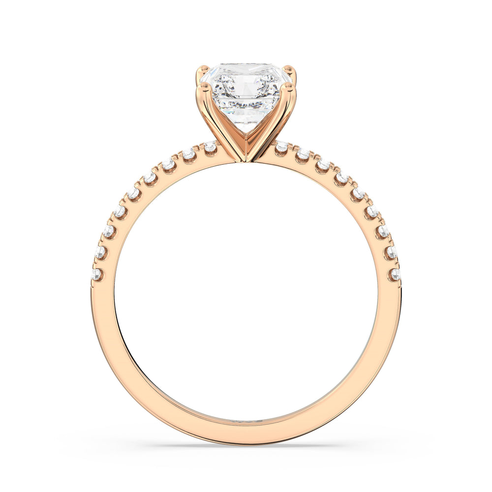 Fine Vela Classic Pave Diamond Engagement Ring with Radiant Cut Diamond in 14KT Rose Gold view 5
