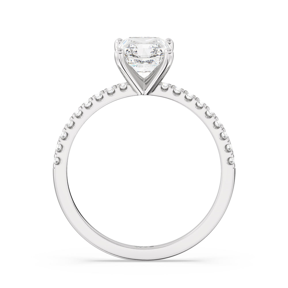 Fine Vela Classic Pave Diamond Engagement Ring with Radiant Cut Diamond in 14KT Platinum view 5

