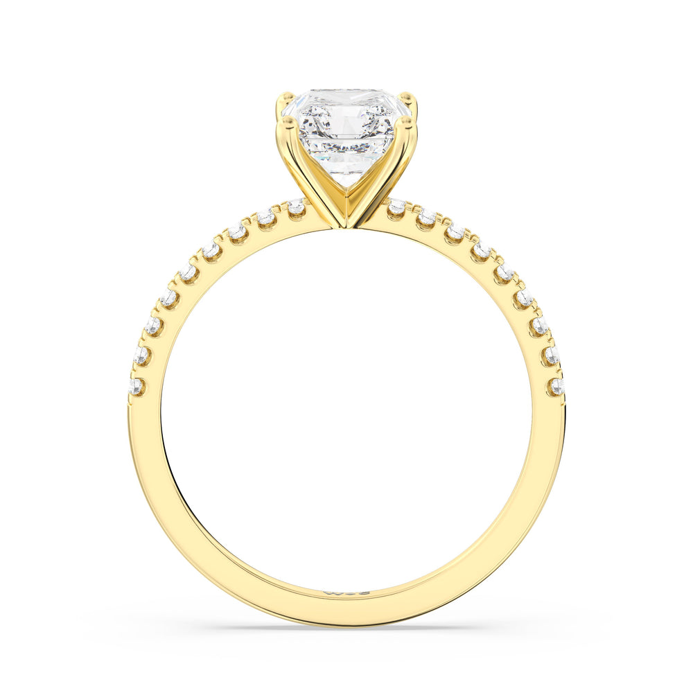 Fine Vela Classic Pave Diamond Engagement Ring with Radiant Cut Diamond in 14KT Yellow Gold view 5
