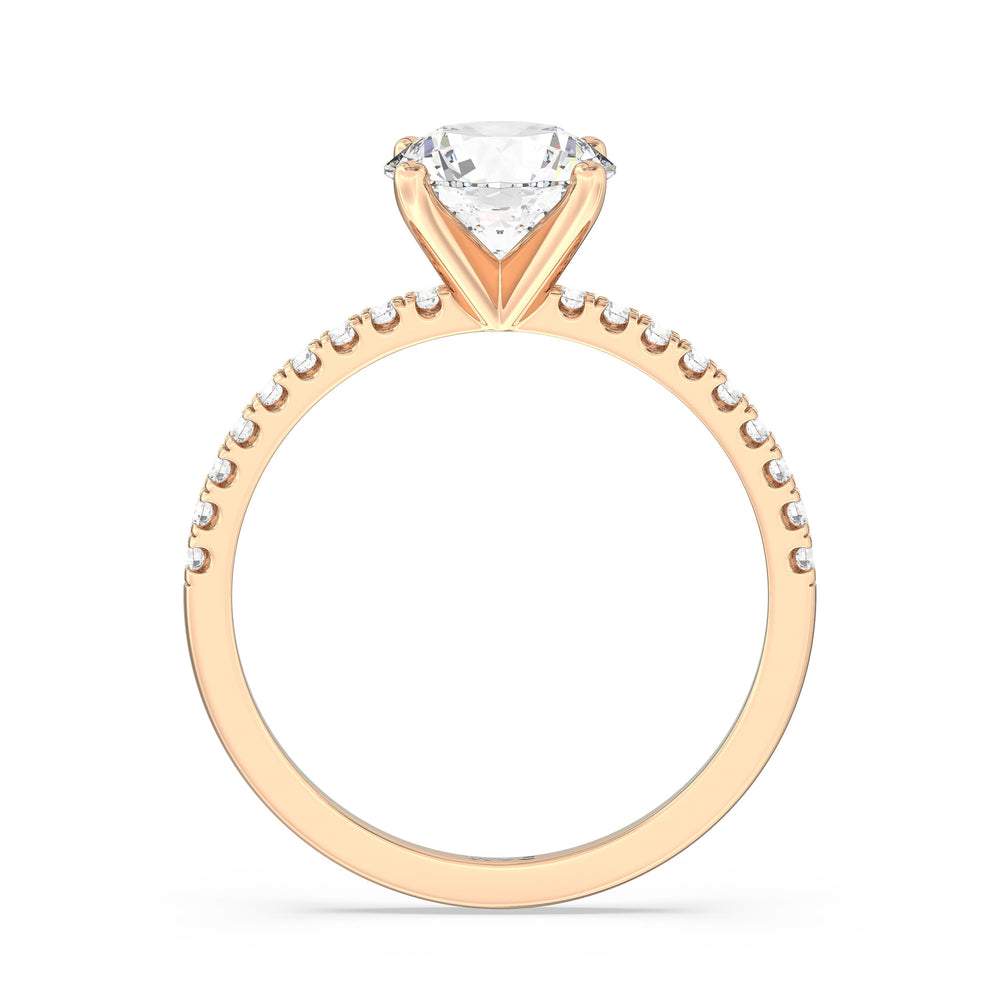 Fine Vela Classic Pave Diamond Engagement Ring with Round Cut Diamond in 14KT Rose Gold view 5
