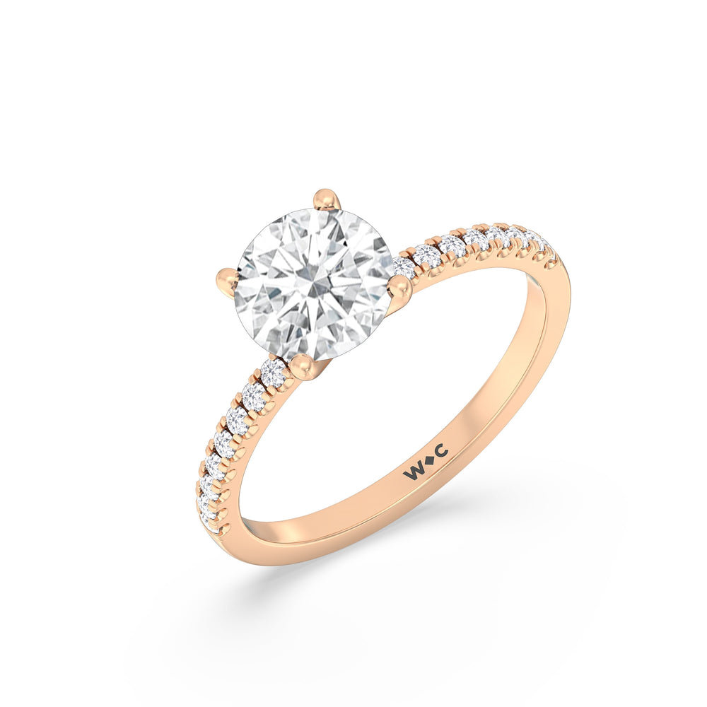 Fine Vela Classic Pave Diamond Engagement Ring with Round Cut Diamond in 14KT Rose Gold view 6
