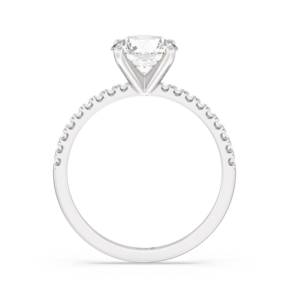 Fine Vela Classic Pave Diamond Engagement Ring with Round Cut Diamond in 14KT Platinum view 5
