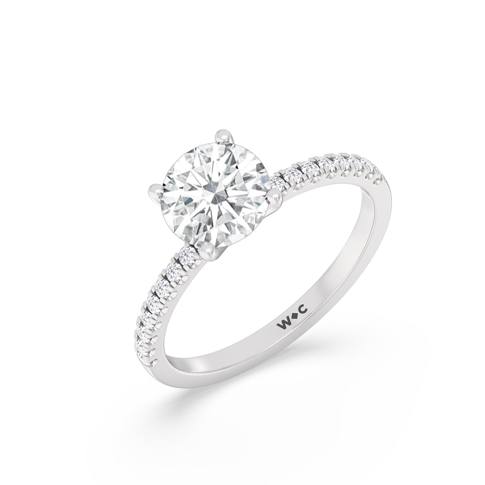 Fine Vela Classic Pave Diamond Engagement Ring with Round Cut Diamond in 14KT Platinum view 6
