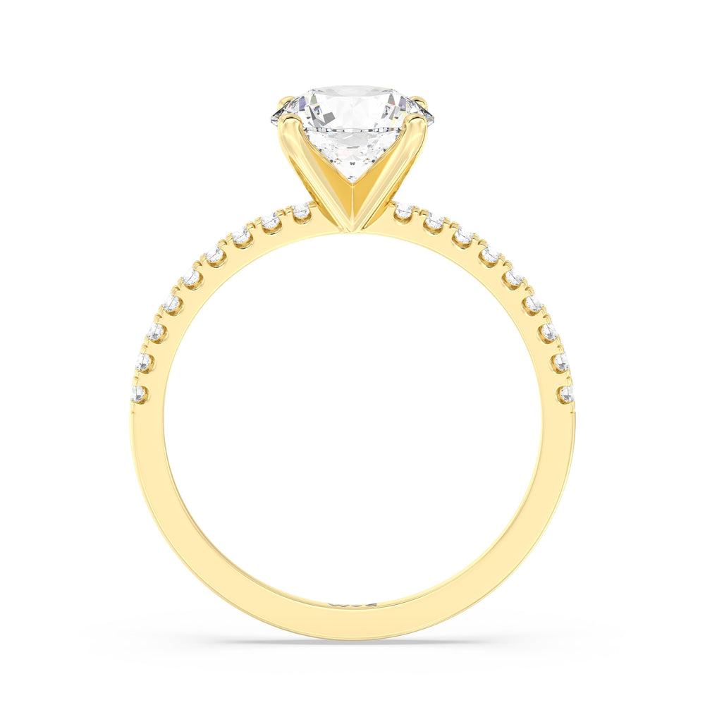 Fine Vela Classic Pave Diamond Engagement Ring with Round Cut Diamond in 14KT Yellow Gold view 5
