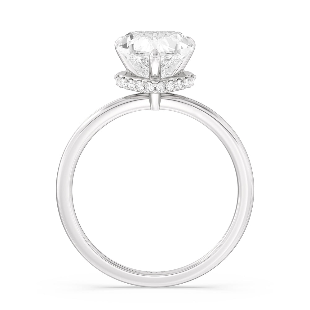 Petite Modern Fine Line Hidden Halo Engagement Ring with Heart Cut Diamond in 14KT Platinum view 2
