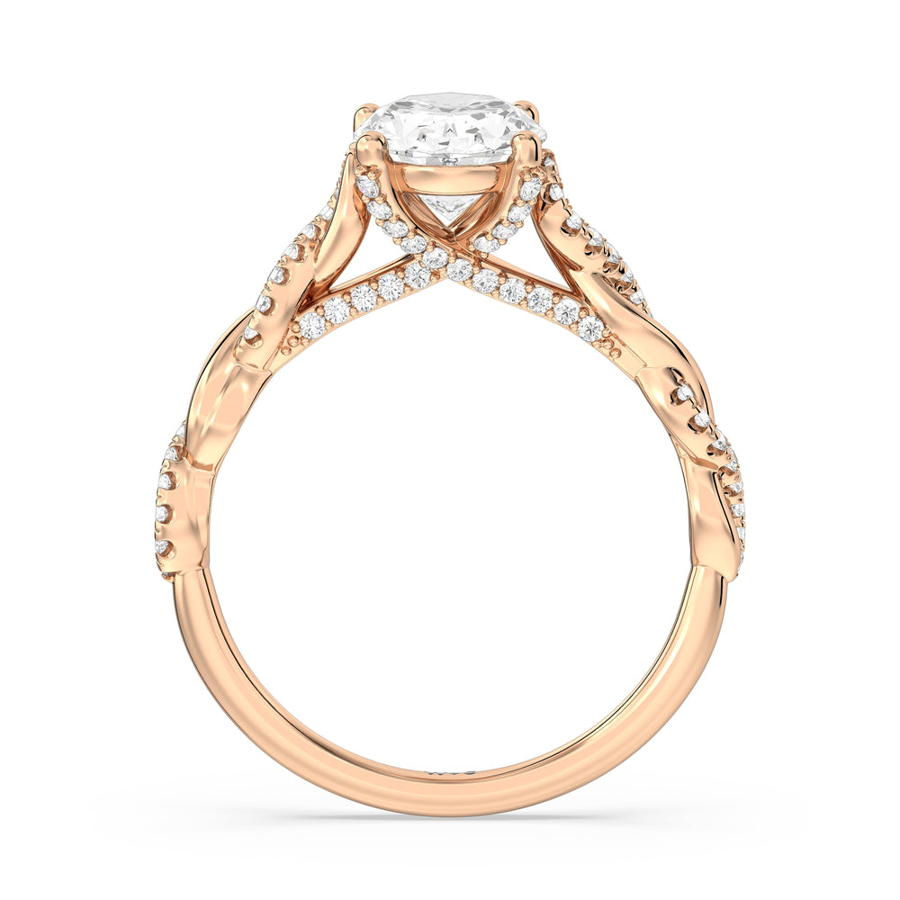 Fine Glamour Twisted Diamond Engagement Ring with Oval Cut Diamond in 14KT Rose Gold view 4
