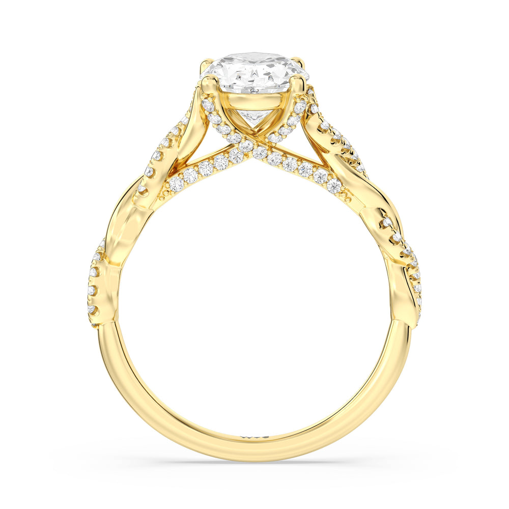 Fine Glamour Twisted Diamond Engagement Ring with Oval Cut Diamond in 14KT Yellow Gold view 4
