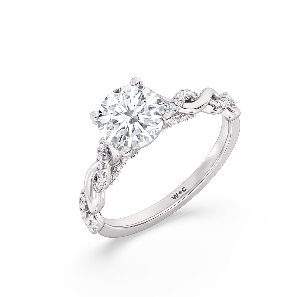 Fine Glamour Twisted Diamond Engagement Ring with Round Cut Diamond in 14KT Platinum view 5
