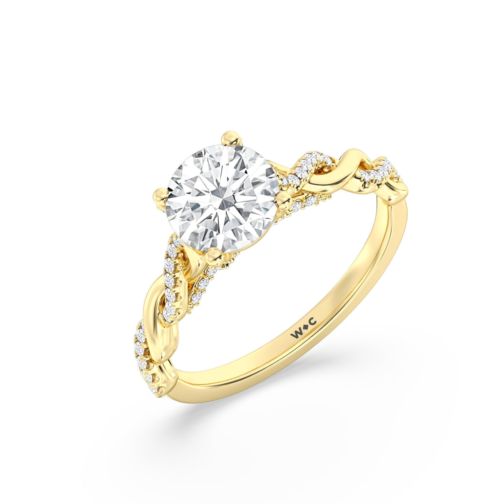 Fine Glamour Twisted Diamond Engagement Ring with Round Cut Diamond in 14KT Yellow Gold view 5
