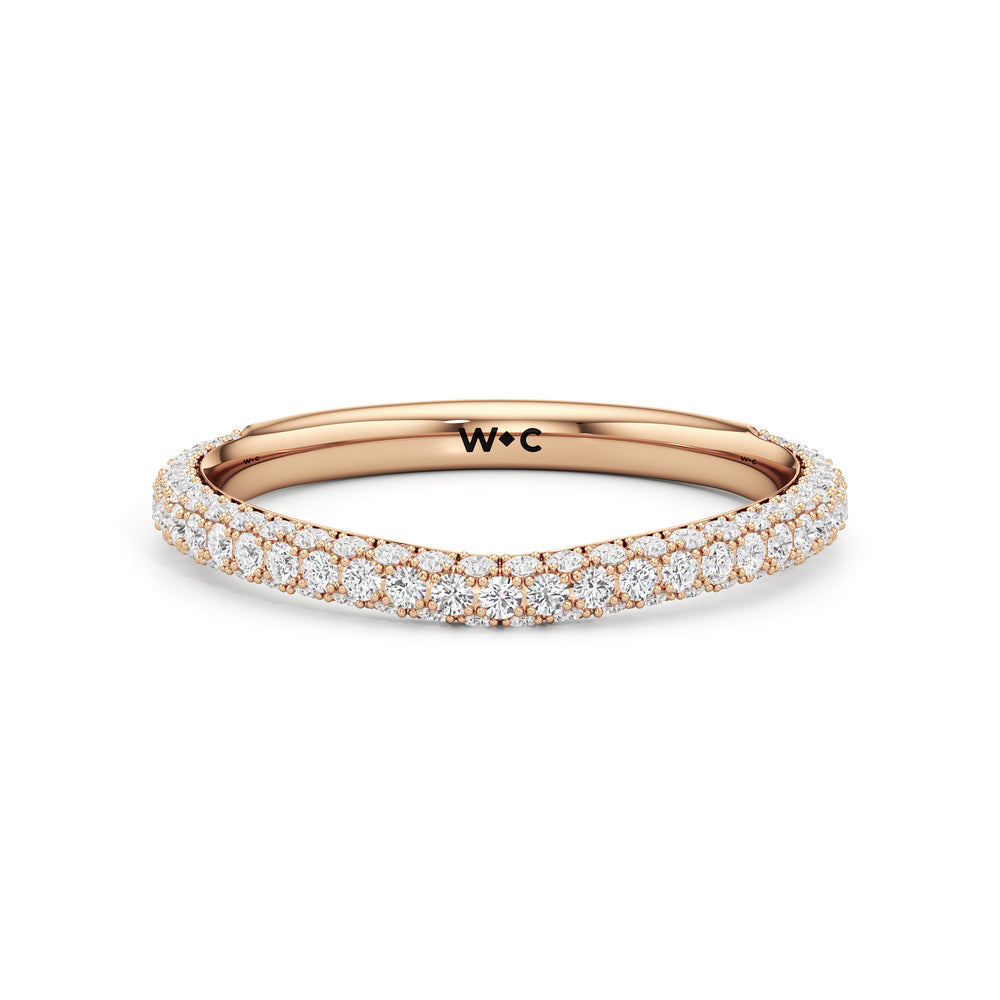 The Amelia Three Stone Diamond Wedding Band with 18KT Rose Gold Cut Diamond in 14KT Rose Gold view 1
