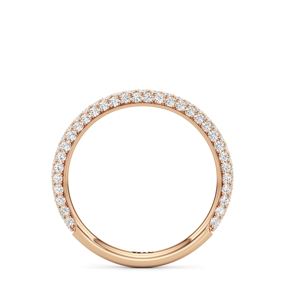 The Amelia Three Stone Diamond Wedding Band with 18KT Rose Gold Cut Diamond in 14KT Rose Gold view 2
