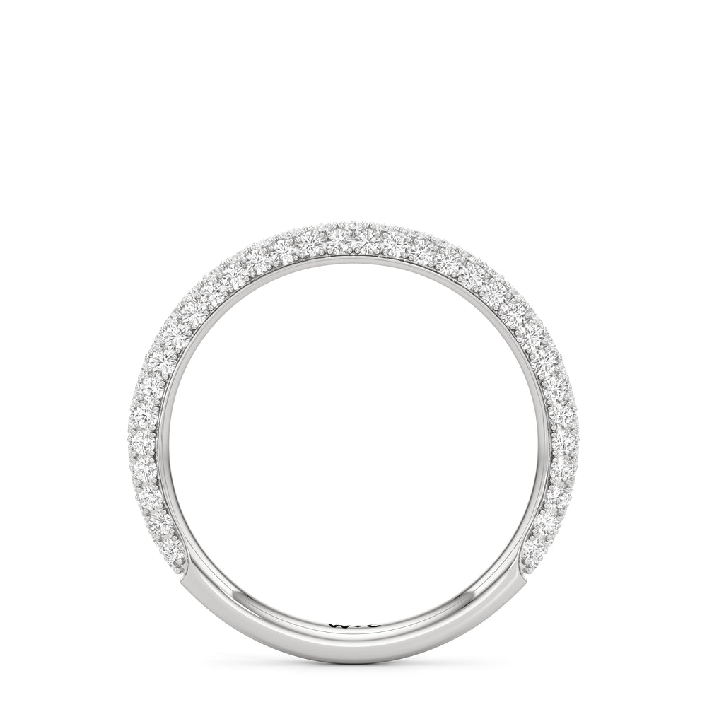 The Amelia Three Stone Diamond Wedding Band with Platinum Cut Diamond in 14KT Platinum view 2
