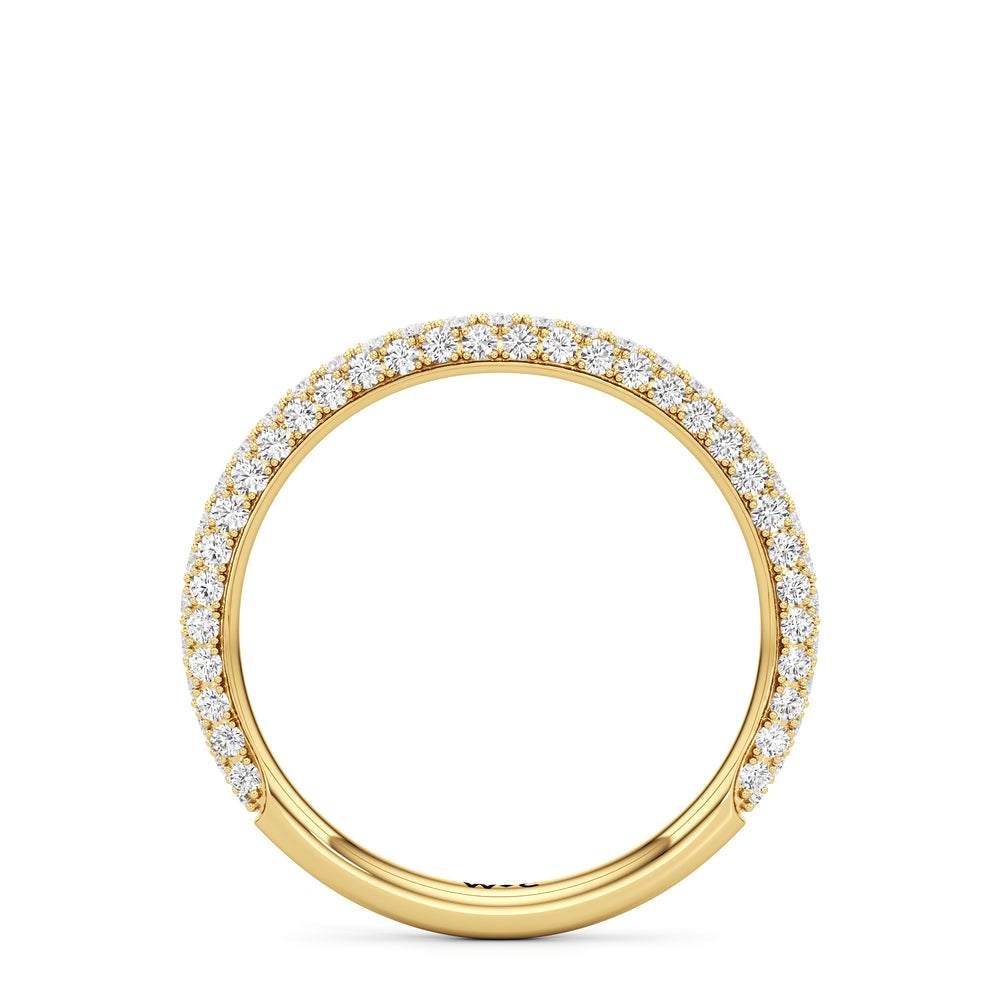 The Amelia Three Stone Diamond Wedding Band with 18KT Yellow Gold Cut Diamond in 14KT Yellow Gold view 2
