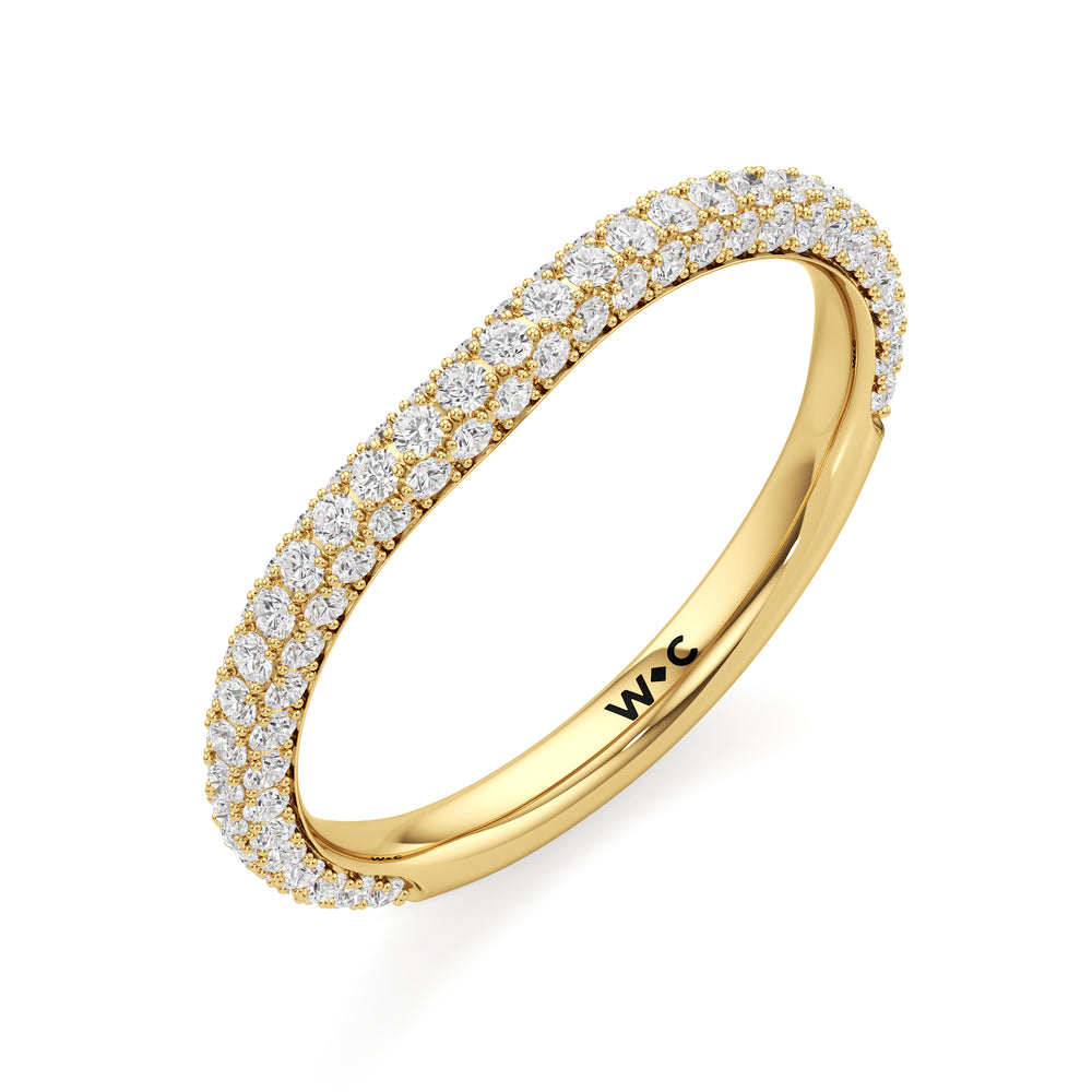The Amelia Three Stone Diamond Wedding Band with 18KT Yellow Gold Cut Diamond in 14KT Yellow Gold view 3
