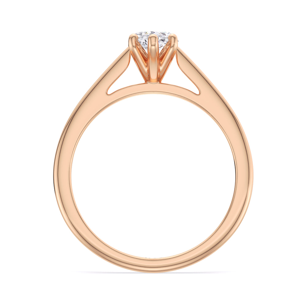 Fine Tapered Cathedral Solitaire Engagement Ring with Marquise Cut Diamond in 14KT Rose Gold view 2
