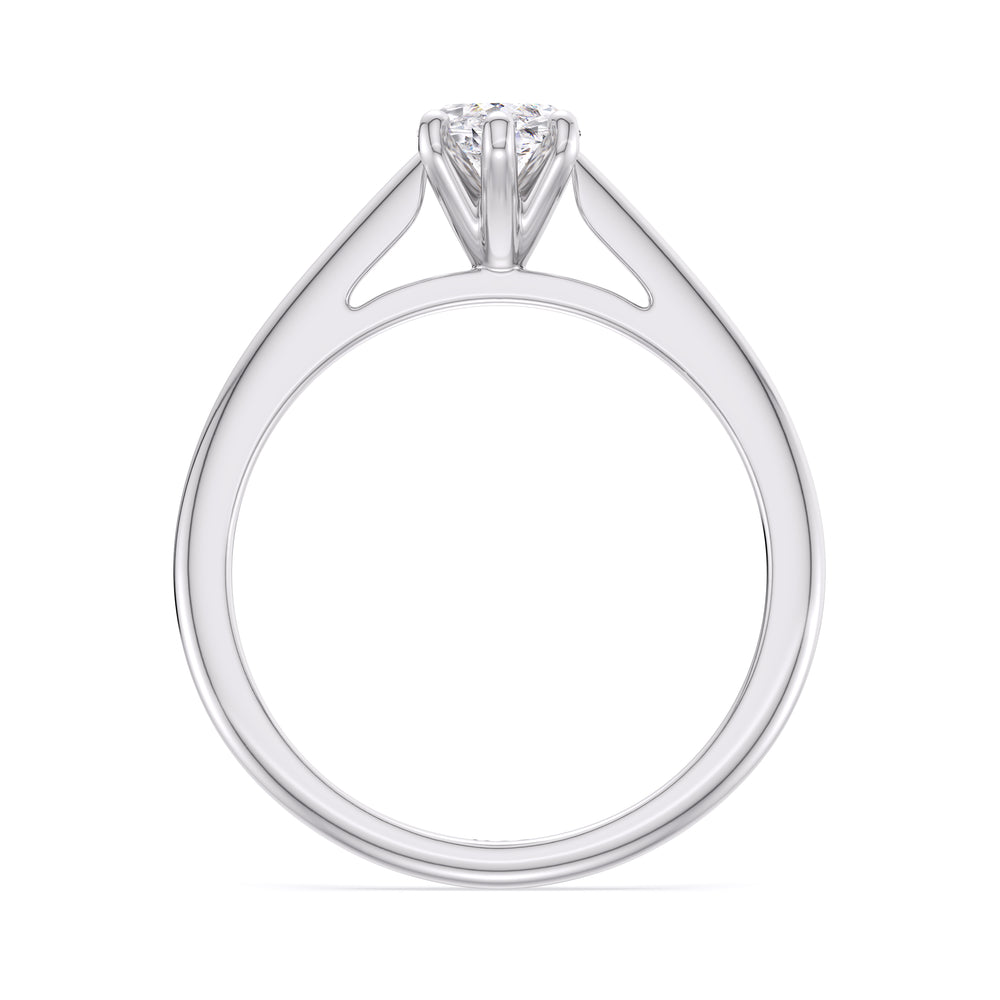 Fine Tapered Cathedral Solitaire Engagement Ring with Marquise Cut Diamond in 14KT Platinum view 2
