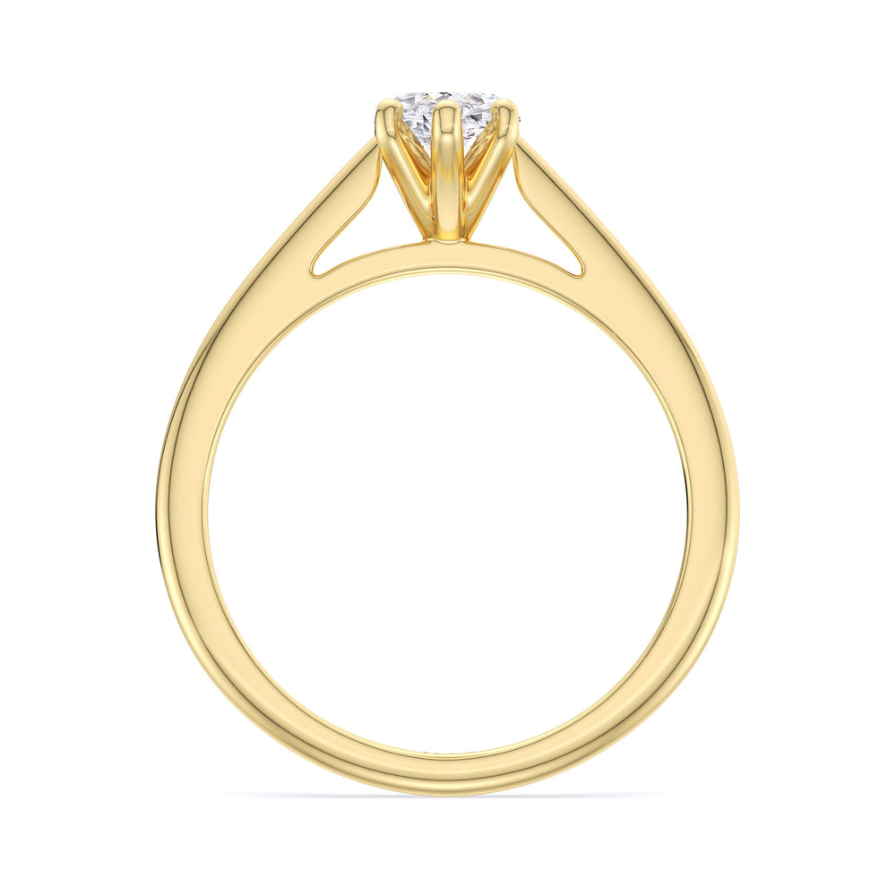 Fine Tapered Cathedral Solitaire Engagement Ring with Marquise Cut Diamond in 14KT Yellow Gold view 2
