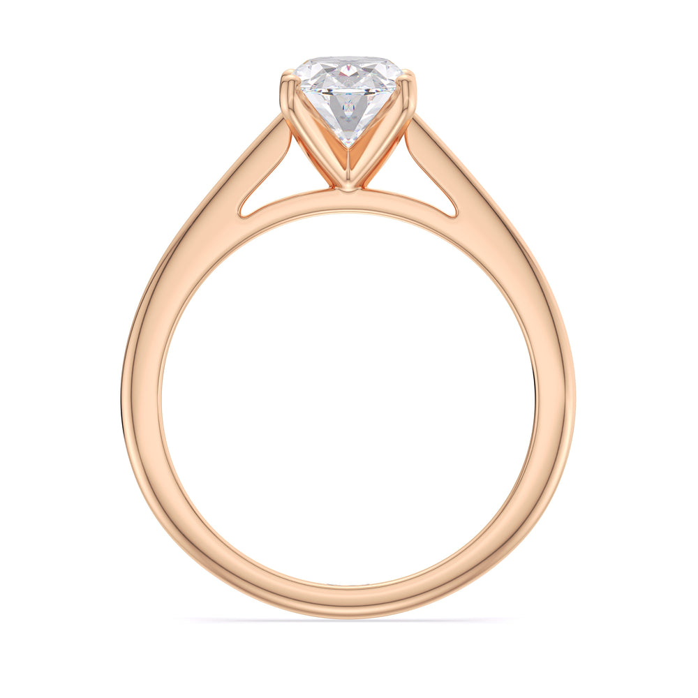 Fine Tapered Cathedral Solitaire Engagement Ring with Oval Cut Diamond in 14KT Rose Gold view 2
